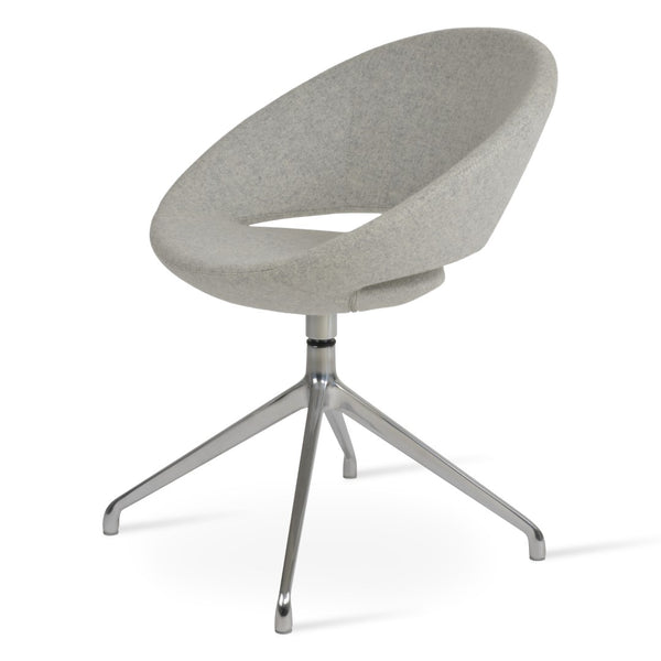 Soho Concept Crescent Spider Swivel Chair - Elegant Dining Seating In Camira Wool & Versatile Fabric Options Silver  Soho-concept-dining-chair-01975