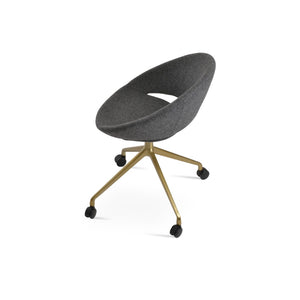 Soho Concept Crescent Spider Swivel Chair - Elegant Dining Seating In Camira Wool & Versatile Fabric Options Brass,Dark Grey  Soho-concept-dining-chair-01994