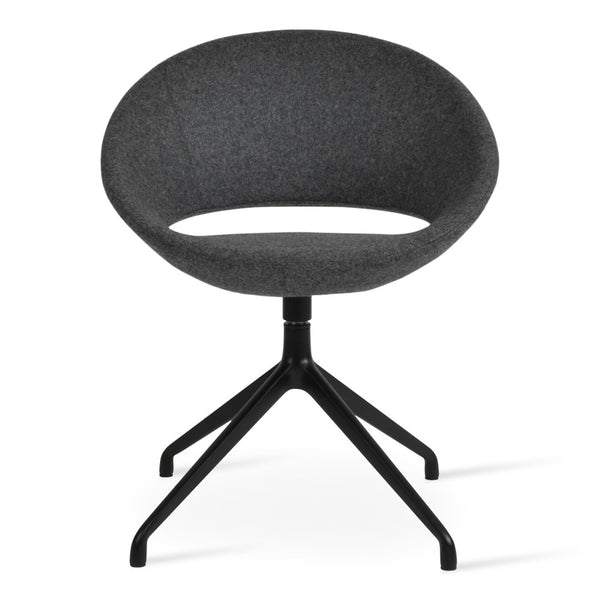 Soho Concept Crescent Spider Swivel Chair - Elegant Dining Seating In Camira Wool & Versatile Fabric Options Black,Dark Grey  Soho-concept-dining-chair-01982