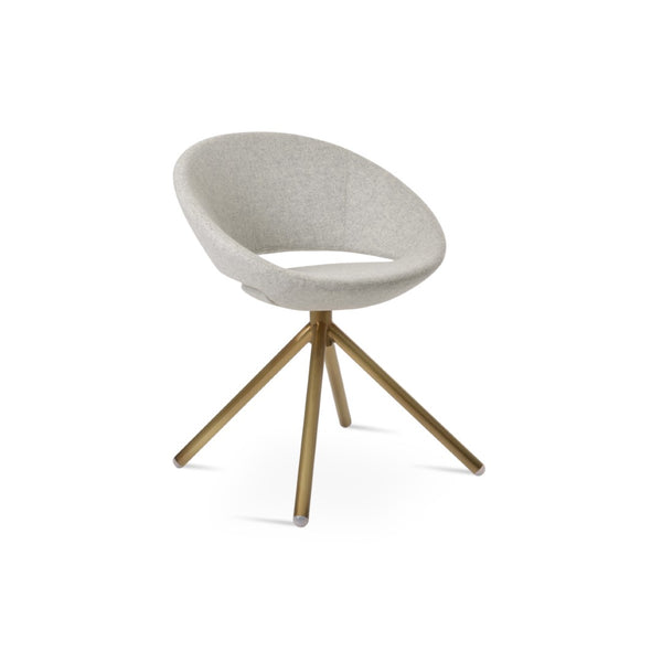 Soho Concept Crescent Stick Swivel Chair In Camira Blazer Wool & White Boucle - 10-year Guarantee, Stylish Design Brass,Silver Steel Tube Soho-concept-dining-chair-02026
