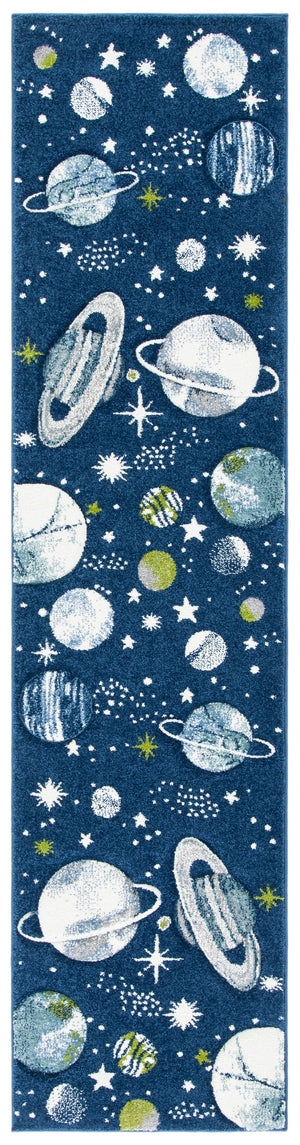 Safavieh Carousel Cosmic Galaxy Kids Rug - Whimsical Space Theme With Durable Comfort For Playful Rooms Navy ,Ivory Polypropylene Crk103n-26