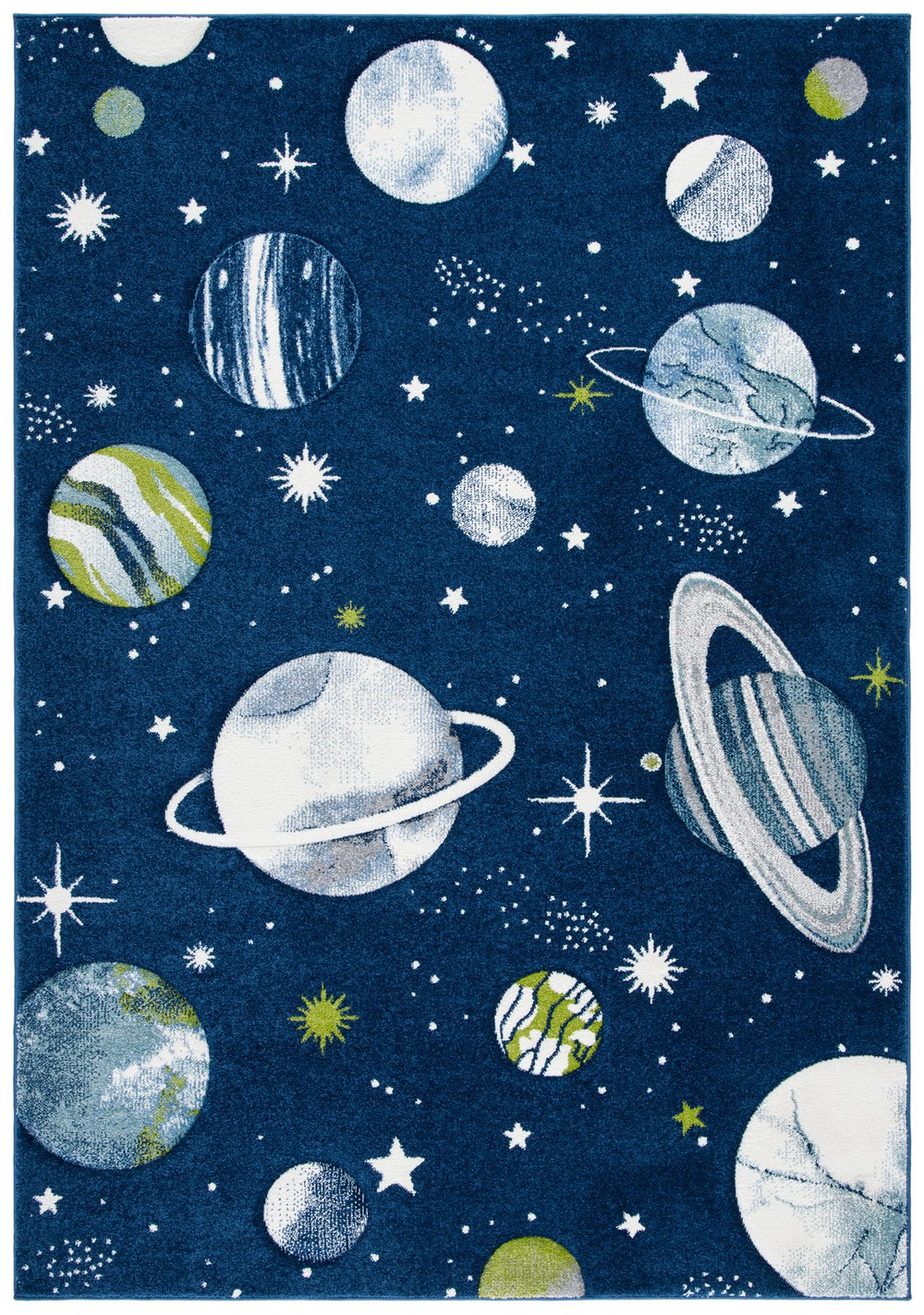 Safavieh Carousel Cosmic Galaxy Kids Rug - Whimsical Space Theme With Durable Comfort For Playful Rooms Navy ,Ivory Polypropylene Crk103n-26