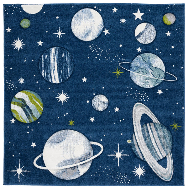 Safavieh Carousel Cosmic Galaxy Kids Rug - Whimsical Space Theme With Durable Comfort For Playful Rooms Navy ,Ivory Polypropylene Crk103n-26
