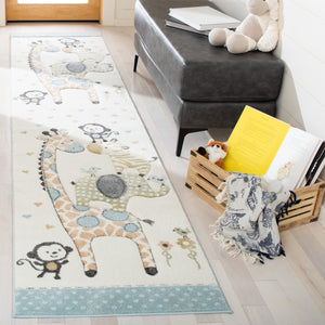 Safavieh Carousel Kids Collection Area Rug - Whimsical Animal Design For Playful Bedrooms And Playrooms Ivory Polypropylene Crk120a-10sq
