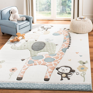 Safavieh Carousel Kids Collection Area Rug - Whimsical Animal Design For Playful Bedrooms And Playrooms Ivory Polypropylene Crk120a-10sq