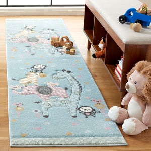 Safavieh Carousel Kids Collection Area Rug - Whimsical Animal Design For Playful Bedrooms And Playrooms Blue Polypropylene Crk120k-9