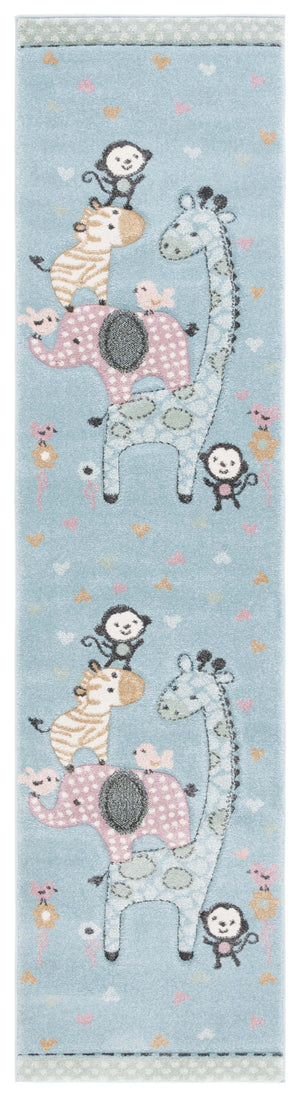 Safavieh Carousel Kids Collection Area Rug - Whimsical Animal Design For Playful Bedrooms And Playrooms Blue Polypropylene Crk120k-9
