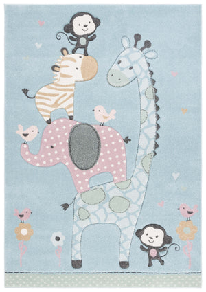 Safavieh Carousel Kids Collection Area Rug - Whimsical Animal Design For Playful Bedrooms And Playrooms Blue Polypropylene Crk120k-9