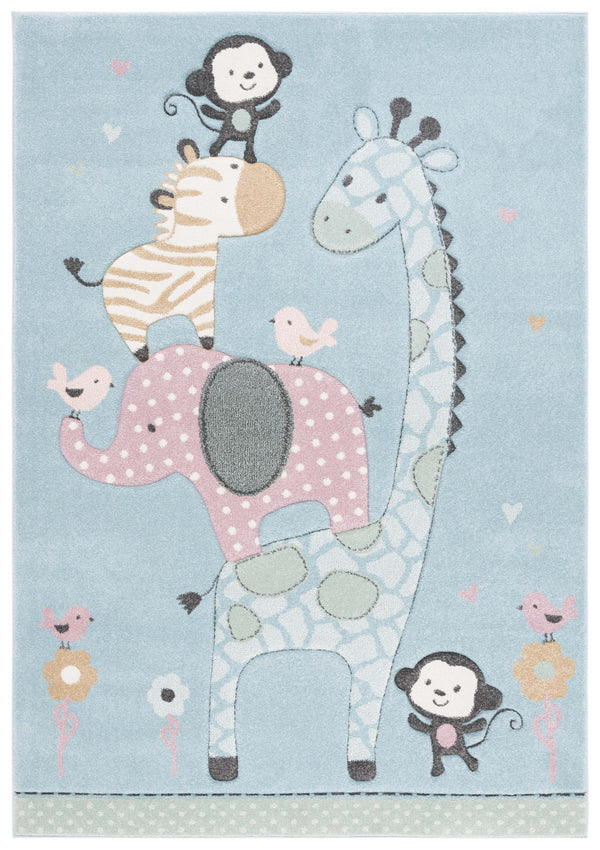 Safavieh Carousel Kids Collection Area Rug - Whimsical Animal Design For Playful Bedrooms And Playrooms Blue Polypropylene Crk120k-9