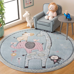 Safavieh Carousel Kids Collection Area Rug - Whimsical Animal Design For Playful Bedrooms And Playrooms Blue Polypropylene Crk120k-9