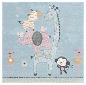 Safavieh Carousel Kids Collection Area Rug - Whimsical Animal Design For Playful Bedrooms And Playrooms Blue Polypropylene Crk120k-9
