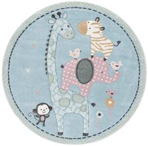 Safavieh Carousel Kids Collection Area Rug - Whimsical Animal Design For Playful Bedrooms And Playrooms Blue Polypropylene Crk120k-9