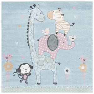 Safavieh Carousel Kids Collection Area Rug - Whimsical Animal Design For Playful Bedrooms And Playrooms Blue Polypropylene Crk120k-9
