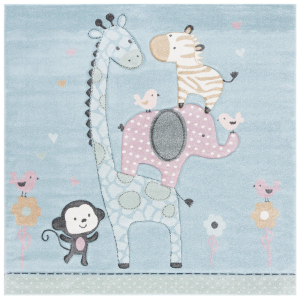 Safavieh Carousel Kids Collection Area Rug - Whimsical Animal Design For Playful Bedrooms And Playrooms Blue Polypropylene Crk120k-9