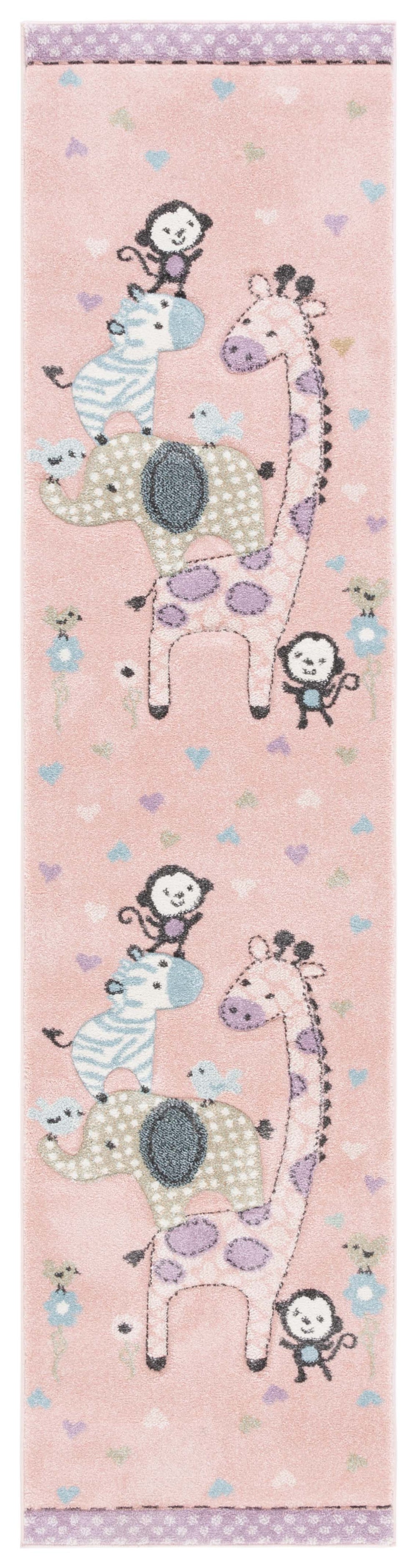 Safavieh Carousel Kids Collection Area Rug - Whimsical Animal Design For Playful Bedrooms And Playrooms Blush Pink Polypropylene Crk120u-8sq