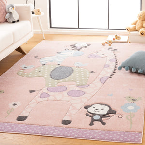 Safavieh Carousel Kids Collection Area Rug - Whimsical Animal Design For Playful Bedrooms And Playrooms Blush Pink Polypropylene Crk120u-8sq