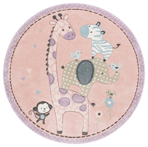 Safavieh Carousel Kids Collection Area Rug - Whimsical Animal Design For Playful Bedrooms And Playrooms Blush Pink Polypropylene Crk120u-8sq