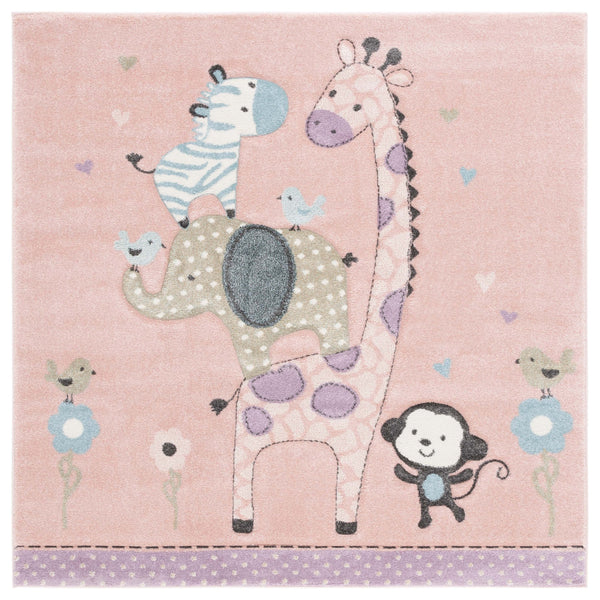 Safavieh Carousel Kids Collection Area Rug - Whimsical Animal Design For Playful Bedrooms And Playrooms Blush Pink Polypropylene Crk120u-8sq