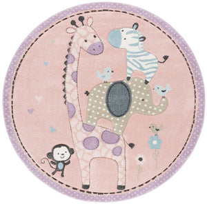 Safavieh Carousel Kids Collection Area Rug - Whimsical Animal Design For Playful Bedrooms And Playrooms Blush Pink Polypropylene Crk120u-8sq