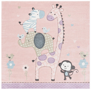 Safavieh Carousel Kids Collection Area Rug - Whimsical Animal Design For Playful Bedrooms And Playrooms Blush Pink Polypropylene Crk120u-8sq