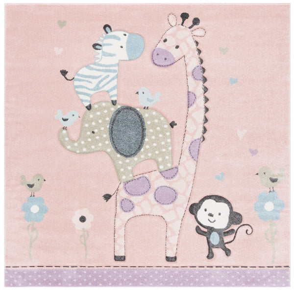 Safavieh Carousel Kids Collection Area Rug - Whimsical Animal Design For Playful Bedrooms And Playrooms Blush Pink Polypropylene Crk120u-8sq