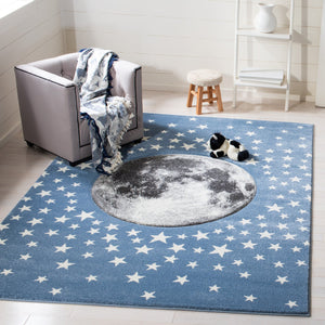Safavieh Carousel Kids Celestial Accent Rug - Light Blue & Grey, Durable, Playful Star & Moon Design 2'3"X4' Light Blue ,Grey Polypropylene Crk135l-24