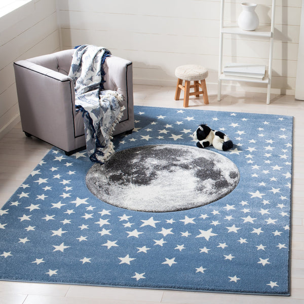 Safavieh Carousel Kids Celestial Accent Rug - Light Blue & Grey, Durable, Playful Star & Moon Design 2'3"X4' Light Blue ,Grey Polypropylene Crk135l-24
