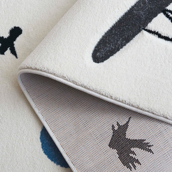 Safavieh Carousel Ivory/Blue Kids Area Rug - Whimsical Airplane & Balloon Design, Soft, Durable 5'3" X 7'6" Ivory ,Blue Polypropylene Crk137a-5