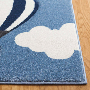 Safavieh Carousel Kids Area Rug - Whimsical Airplane & Balloon Design For Imaginative Play Spaces! Blue ,Ivory Polypropylene Crk137m-4