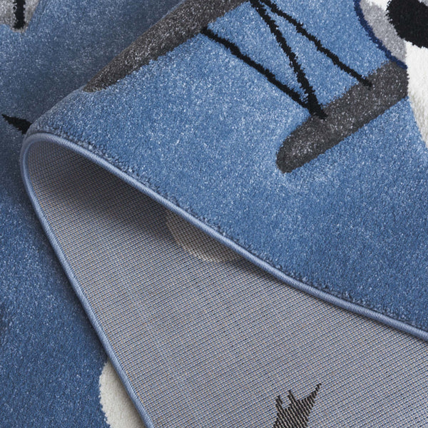 Safavieh Carousel Kids Area Rug - Whimsical Airplane & Balloon Design For Imaginative Play Spaces! Blue ,Ivory Polypropylene Crk137m-4