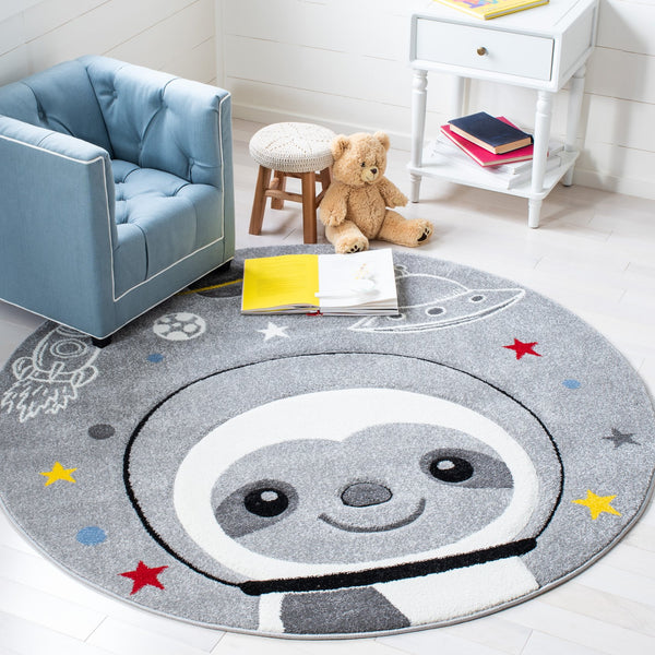 Safavieh Carousel Kids' Cosmic Sloth Area Rug - Whimsical Grey And Ivory Design For Playful Spaces & Comfort Grey ,Ivory Polypropylene Crk140f-24