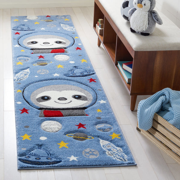 Safavieh Carousel Kids' Cosmic Sloth Area Rug - Whimsical Grey And Ivory Design For Playful Spaces & Comfort Blue ,Grey Polypropylene Crk140m-24