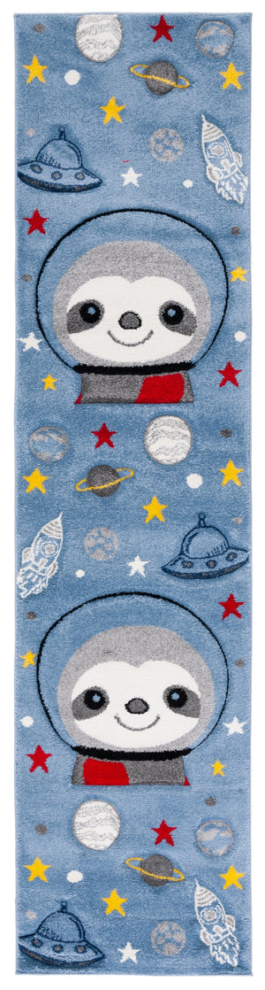 Safavieh Carousel Kids' Cosmic Sloth Area Rug - Whimsical Grey And Ivory Design For Playful Spaces & Comfort Blue ,Grey Polypropylene Crk140m-24