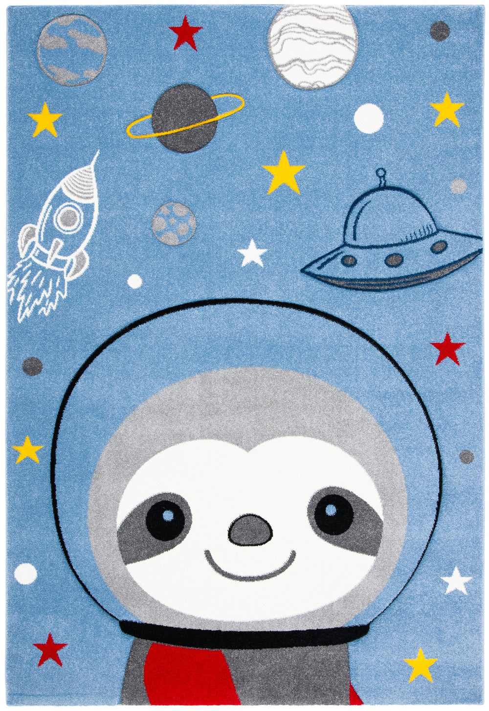 Safavieh Carousel Kids' Cosmic Sloth Area Rug - Whimsical Grey And Ivory Design For Playful Spaces & Comfort Blue ,Grey Polypropylene Crk140m-24