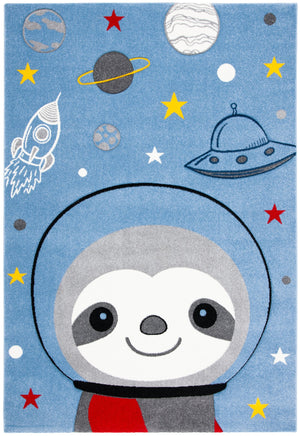 Safavieh Carousel Kids' Cosmic Sloth Area Rug - Whimsical Grey And Ivory Design For Playful Spaces & Comfort Blue ,Grey Polypropylene Crk140m-24