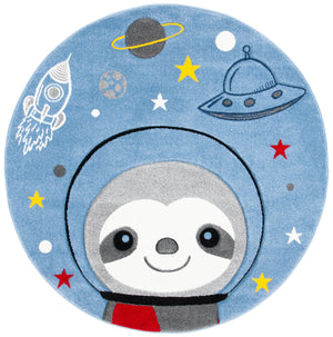 Safavieh Carousel Kids' Cosmic Sloth Area Rug - Whimsical Grey And Ivory Design For Playful Spaces & Comfort Blue ,Grey Polypropylene Crk140m-24