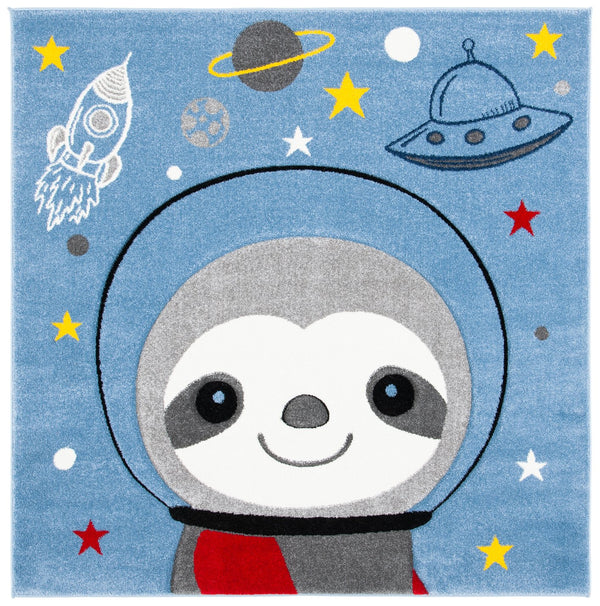 Safavieh Carousel Kids' Cosmic Sloth Area Rug - Whimsical Grey And Ivory Design For Playful Spaces & Comfort Blue ,Grey Polypropylene Crk140m-24