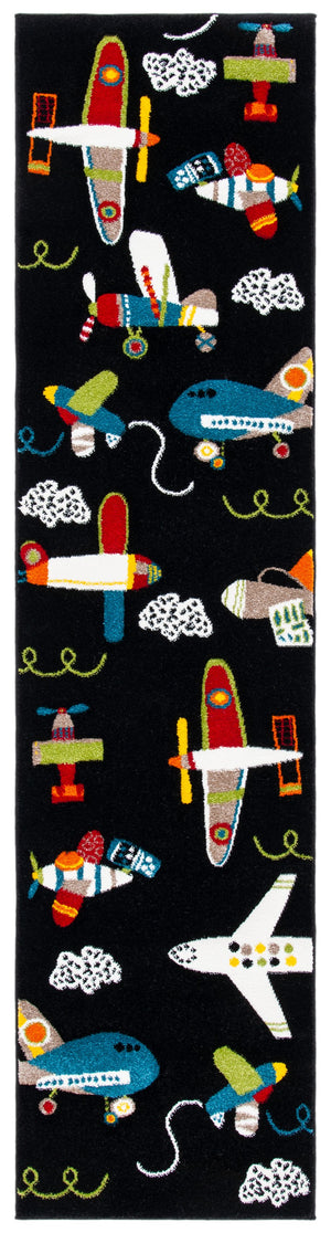 Safavieh Carousel Kids Black/Ivory 9' X 12' Aviation Area Rug – Whimsical Design For Playful Spaces! Black ,Ivory Polypropylene Crk167z-9