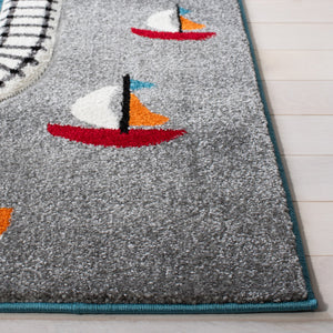 Safavieh Carousel Playful Town-themed Rug For Kids' Rooms - Durable, Soft, And Easy To Clean Design Turquoise ,Ivory Polypropylene Crk192k-4
