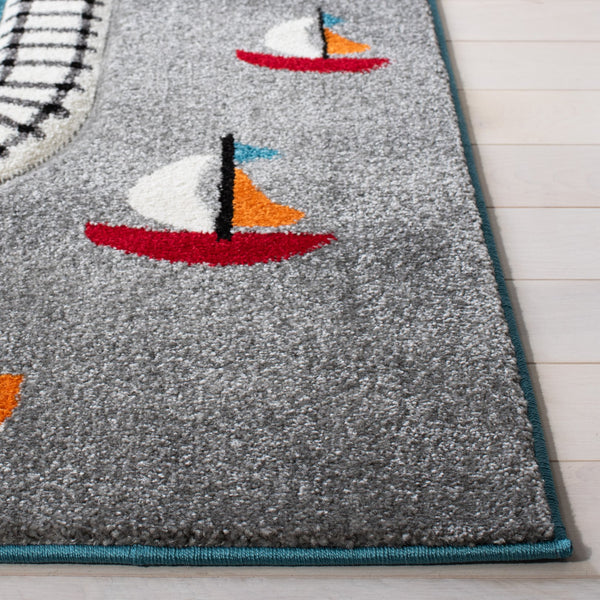 Safavieh Carousel Playful Town-themed Rug For Kids' Rooms - Durable, Soft, And Easy To Clean Design Turquoise ,Ivory Polypropylene Crk192k-4