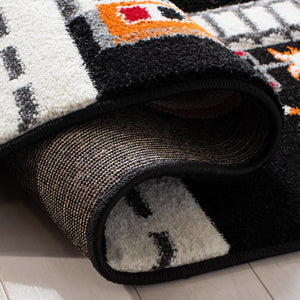 Safavieh Carousel Playful Town-themed Rug For Kids' Rooms - Durable, Soft, And Easy To Clean Design Black ,Ivory Polypropylene Crk192z-8sq