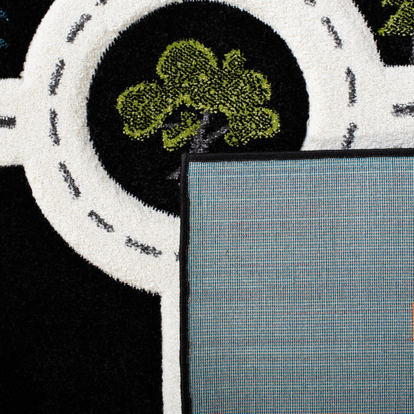 Safavieh Carousel Playful Town-themed Rug For Kids' Rooms - Durable, Soft, And Easy To Clean Design Black ,Ivory Polypropylene Crk192z-8sq