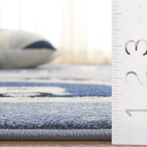 Safavieh Carousel Kids Collection Area Rug - Whimsical Cityscape Design For Playful Elegance And Comfort Grey ,Blue Polypropylene Crk193m-3