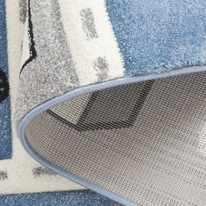 Safavieh Carousel Kids Collection Area Rug - Whimsical Cityscape Design For Playful Elegance And Comfort Grey ,Blue Polypropylene Crk193m-3