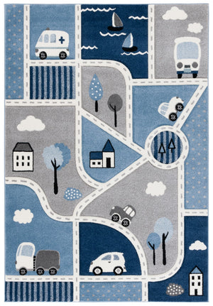 Safavieh Carousel Kids 193m Grey / Blue Grey ,Blue Polypropylene Crk193m-5