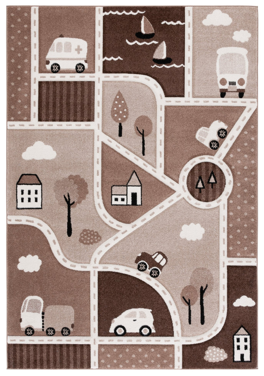 Safavieh Carousel Kids Collection Area Rug - Whimsical Cityscape Design For Playful Elegance And Comfort Brown ,Beige Polypropylene Crk193t-7r