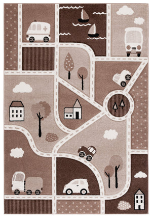 Safavieh Carousel Kids Collection Area Rug - Whimsical Cityscape Design For Playful Elegance And Comfort Brown ,Beige Polypropylene Crk193t-7r