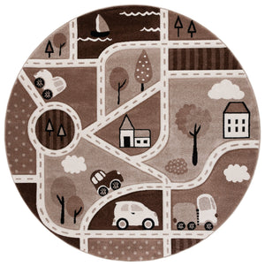 Safavieh Carousel Kids Collection Area Rug - Whimsical Cityscape Design For Playful Elegance And Comfort Brown ,Beige Polypropylene Crk193t-7r