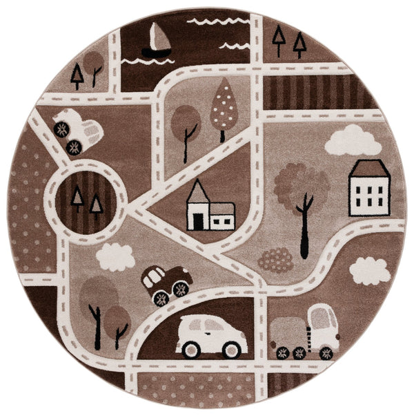 Safavieh Carousel Kids Collection Area Rug - Whimsical Cityscape Design For Playful Elegance And Comfort Brown ,Beige Polypropylene Crk193t-7r