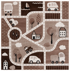 Safavieh Carousel Kids Collection Area Rug - Whimsical Cityscape Design For Playful Elegance And Comfort Brown ,Beige Polypropylene Crk193t-7r